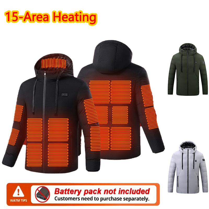 Outdoor Sport Jacket - 15-fach beheizte Winter-Kapuzenjacke für Herren, warme