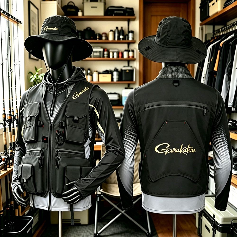 Outdoor Sport Jacket - Gamakatsu Herren-Anglerweste mit mehreren Taschen, schnell