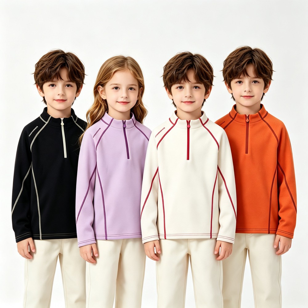 Outdoor Sport Activities For Kids - Herbst-Winter-Kinder-Halbzipper-Fleece-Pullover für Jungen und Mädchen, thermische