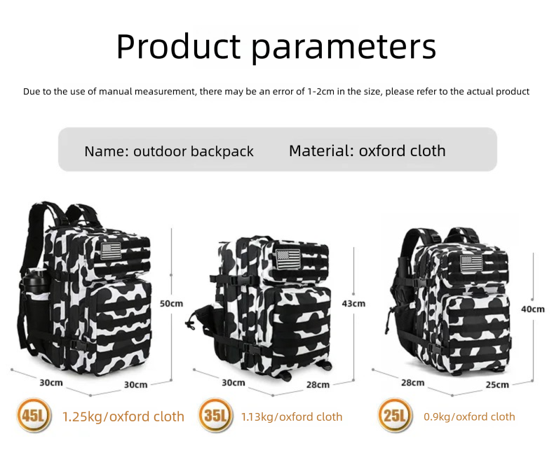 45L/35L/25L Taktischer Rucksac – Outdoor Sport Bag Bewertung und Preis